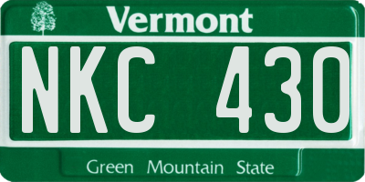 VT license plate NKC430
