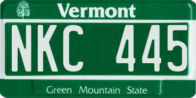 VT license plate NKC445