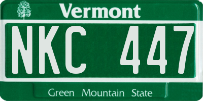 VT license plate NKC447