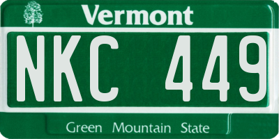 VT license plate NKC449