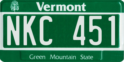 VT license plate NKC451