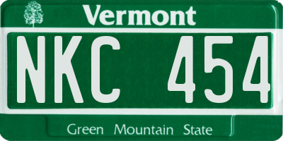 VT license plate NKC454