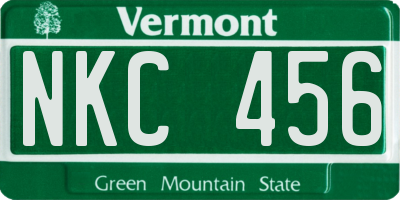 VT license plate NKC456