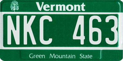 VT license plate NKC463