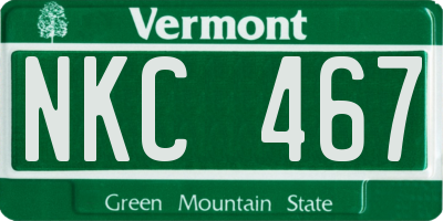 VT license plate NKC467