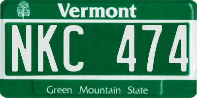 VT license plate NKC474