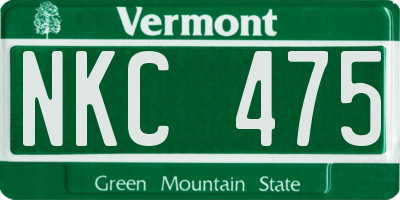 VT license plate NKC475