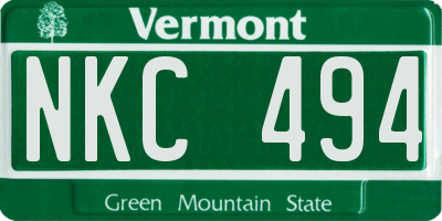 VT license plate NKC494