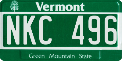 VT license plate NKC496