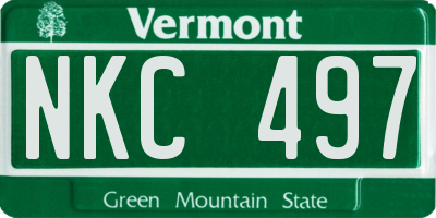 VT license plate NKC497