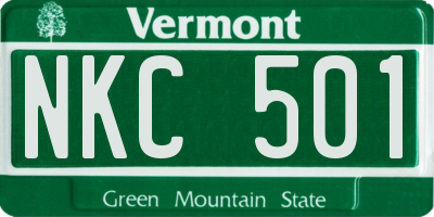 VT license plate NKC501