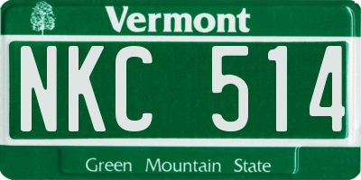 VT license plate NKC514