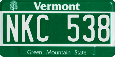 VT license plate NKC538