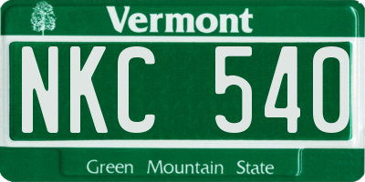 VT license plate NKC540