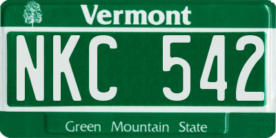 VT license plate NKC542