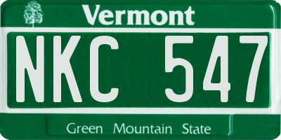 VT license plate NKC547