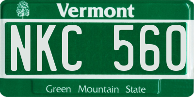 VT license plate NKC560