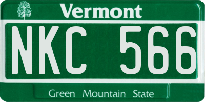 VT license plate NKC566