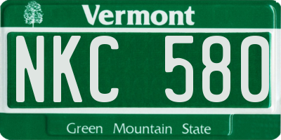 VT license plate NKC580