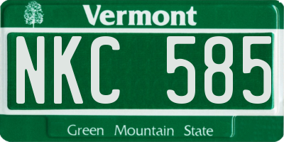VT license plate NKC585