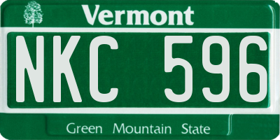 VT license plate NKC596