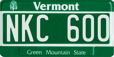 VT license plate NKC600