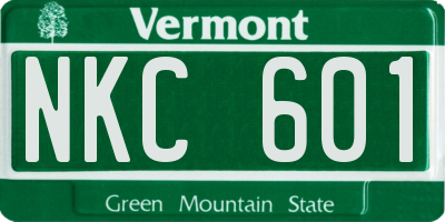 VT license plate NKC601