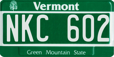 VT license plate NKC602