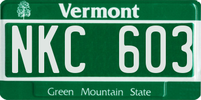VT license plate NKC603