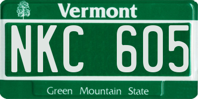 VT license plate NKC605