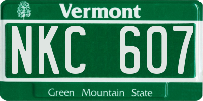 VT license plate NKC607