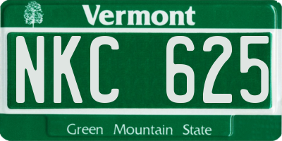 VT license plate NKC625