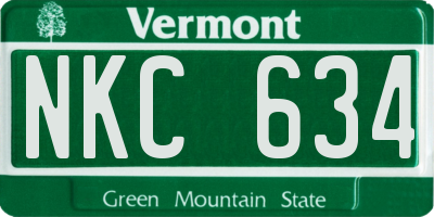 VT license plate NKC634