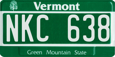 VT license plate NKC638