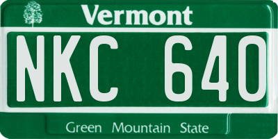 VT license plate NKC640