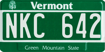 VT license plate NKC642