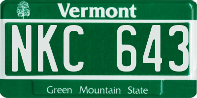 VT license plate NKC643