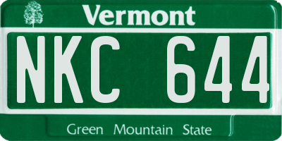 VT license plate NKC644