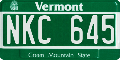VT license plate NKC645