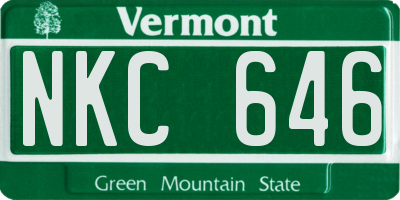 VT license plate NKC646