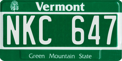 VT license plate NKC647
