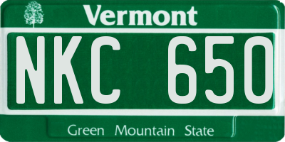 VT license plate NKC650