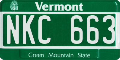 VT license plate NKC663