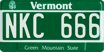 VT license plate NKC666