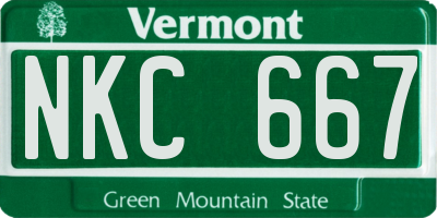 VT license plate NKC667