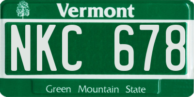 VT license plate NKC678