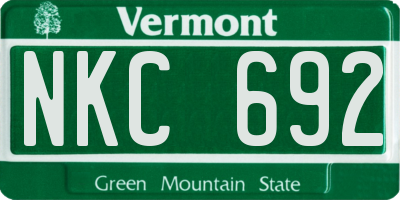 VT license plate NKC692