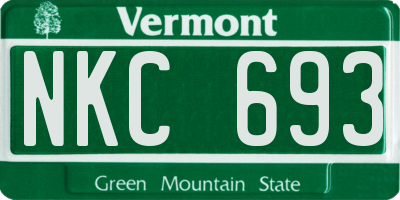 VT license plate NKC693