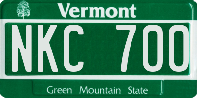 VT license plate NKC700