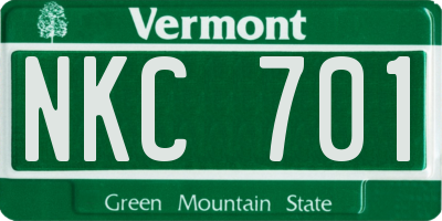 VT license plate NKC701